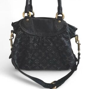 SOLD - Louis Vuitton Black Shoulder Bag with Gold Hardware